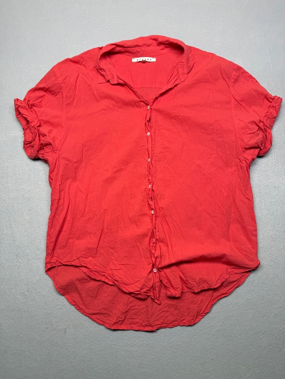 Xirena Button-Up Shirt Women Small Red Casual